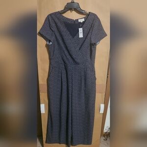 Elegant Blue and White Polka Dot Cropped Jumpsuit